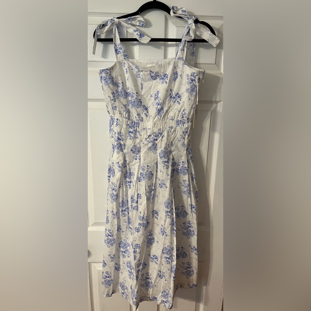 Chic White and Blue Floral Dress